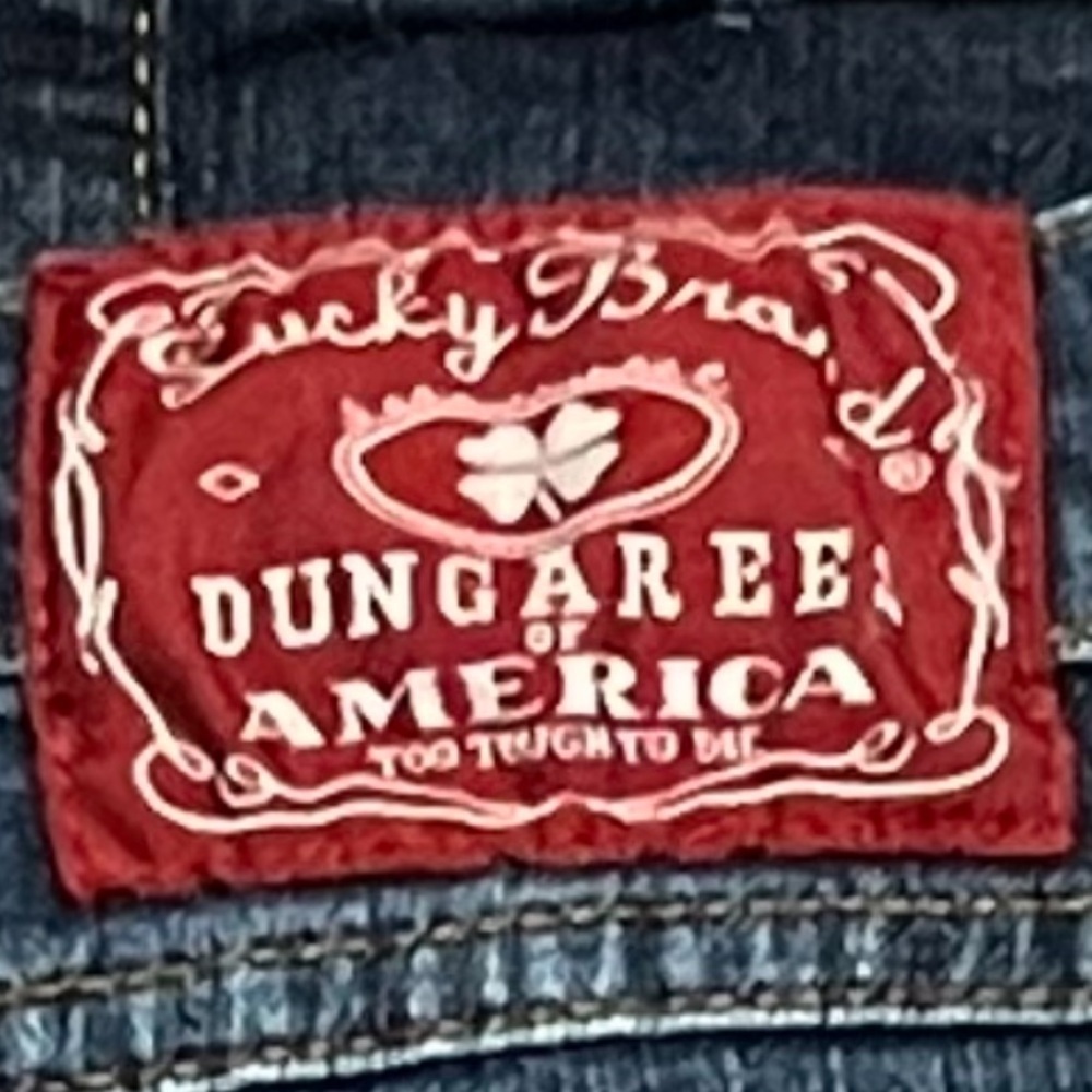LUCKY * BRAND Vintage Y2k Distressed Mid-Rise Dark Wash flair blue jeans - Picture 3 of 11